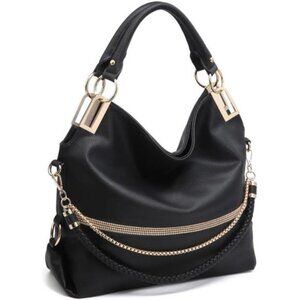 Women's Vegan‎ Leather Rhinestones Hobo Bags Tote Purse Shoulder Bag Handbag